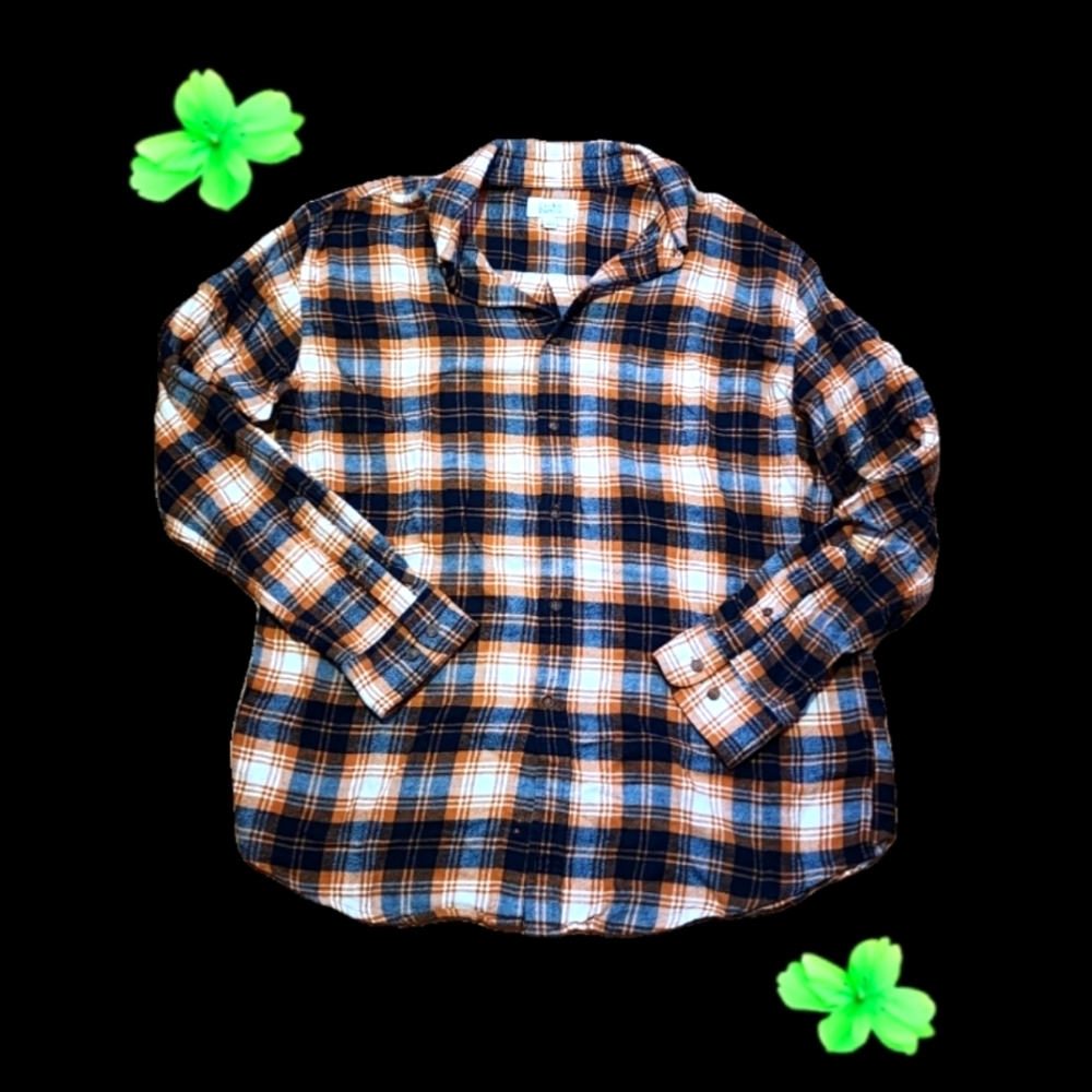 CROFT & BARROW PLAID FLANNEL - FALL COLORS - SIZE L